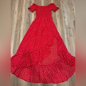 NWT Francesca’s Mini Heart Valentine’s Day High-Low Smocked Dress-Size S
